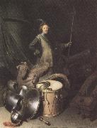 Gerrit Dou Standing Soldier with Weapons (mk33) Sweden oil painting artist